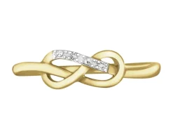 Apart Pierścionek z żółtego złota z diamentami - nieskończoność - 0,008 ct - próba 375< Pierścionki