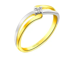 Apart Pierścionek z żółtego złota z brylantem - 0,006 ct - próba 375< Pierścionki