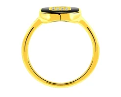 Outlet Apart Pierścionek z żółtego złota z diamentami i emalią - 0,08 ct - próba 585