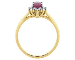 Clearance Apart Pierścionek z żółtego złota z brylantami i rubinem - próba 585