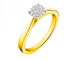 Online Apart Pierścionek z żółtego złota z brylantami - 0,09 ct - próba 585
