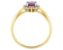 Outlet Apart Pierścionek z żółtego złota z diamentami i rubinem - próba 585