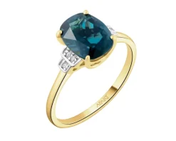 Apart Pierścionek z żółtego złota z diamentami i topazem London Blue - próba 585< Wszystkie