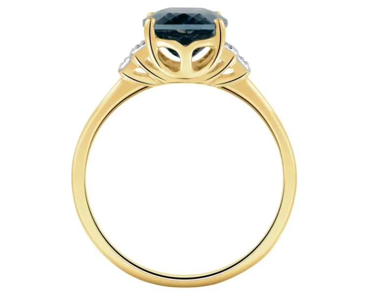 Apart Pierścionek z żółtego złota z diamentami i topazem London Blue - próba 585< Wszystkie