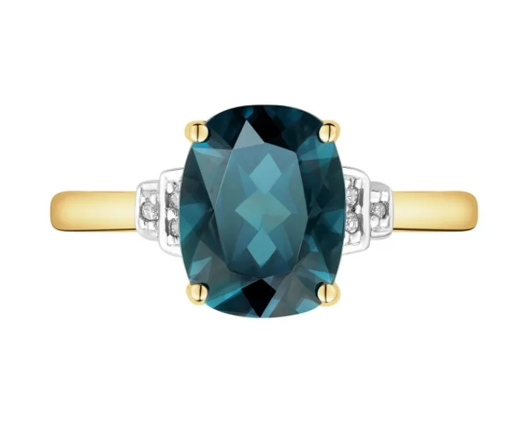 Apart Pierścionek z żółtego złota z diamentami i topazem London Blue - próba 585< Wszystkie