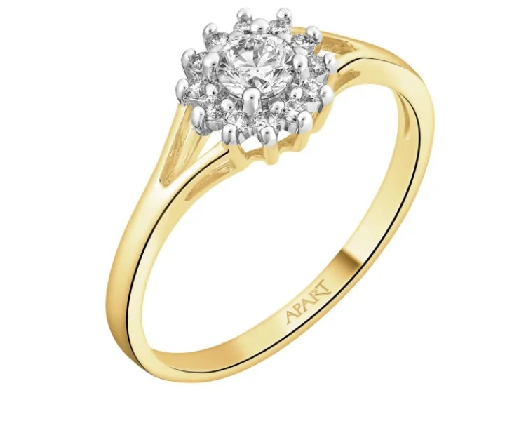 Apart Pierścionek z żółtego złota z brylantami - 0,31 ct - próba 585< Pierścionki