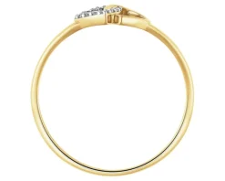 Best Apart Pierścionek z żółtego złota z diamentami - serca - 0,02 ct - próba 375