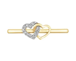 Best Apart Pierścionek z żółtego złota z diamentami - serca - 0,02 ct - próba 375