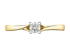 Clearance Apart Pierścionek z żółtego złota z brylantem - 0,18 ct - próba 750