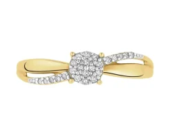 Online Apart Pierścionek z żółtego złota z diamentami - 0,08 ct - próba 375