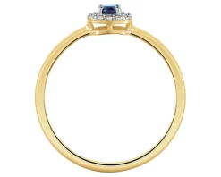 Outlet Apart Pierścionek z żółtego złota z diamentami i szafirem - próba 585