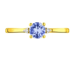 Discount Apart Pierścionek z żółtego złota z brylantami i tanzanitem - próba 585