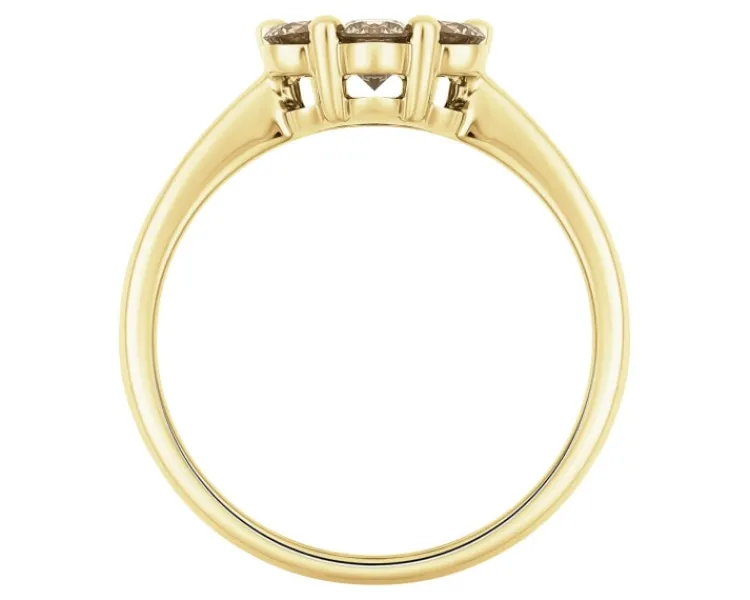 Apart Pierścionek z żółtego złota z brylantami Champagne - kwiat - 0,75 ct - próba 585< Wszystkie
