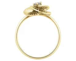 Apart Pierścionek z żółtego złota z diamentami - kwiat - 0,11 ct - próba 585