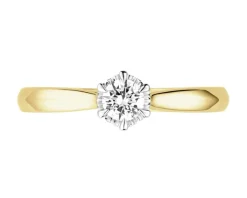 Best Apart Pierścionek z żółtego złota z brylantem - 0,25 ct - próba 585