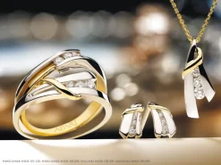 Clearance Apart Pierścionek z żółtego złota z brylantami - 0,11 ct - próba 585