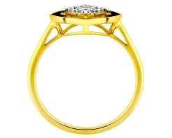 Apart Pierścionek z żółtego złota z diamentami i emalią - 0,08 ct - próba 585< Pierścionki
