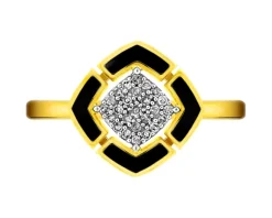 Apart Pierścionek z żółtego złota z diamentami i emalią - 0,08 ct - próba 585< Pierścionki
