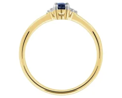 Apart Pierścionek z żółtego złota z diamentami i szafirem - próba 375< Pierścionki