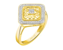 Apart Pierścionek z żółtego złota z diamentami - 0,12 ct - próba 585< Pierścionki
