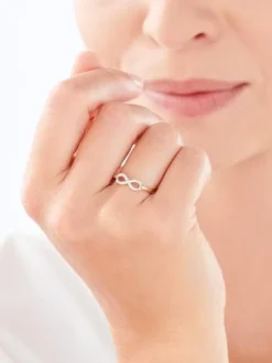 Apart Pierścionek z żółtego złota z diamentami - nieskończoność - 0,03 ct - próba 375< Pierścionki