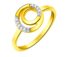 Sale Apart Pierścionek z żółtego złota z diamentami - koło - 0,05 ct - próba 375