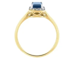 Apart Pierścionek z żółtego złota z diamentami i szafirem - próba 585< Pierścionki