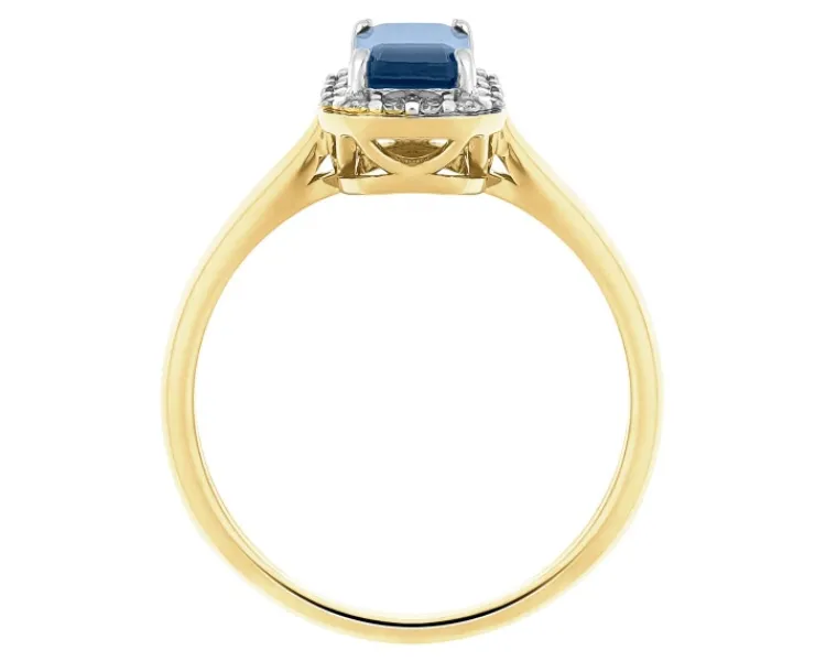 Apart Pierścionek z żółtego złota z diamentami i szafirem - próba 585< Pierścionki