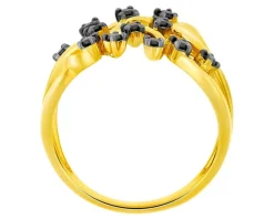 Apart Pierścionek z żółtego złota z czarnymi brylantami - 0,21 ct - próba 585< Pierścionki