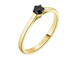 Apart Pierścionek z żółtego złota z czarnym brylantem - 0,25 ct - próba 585