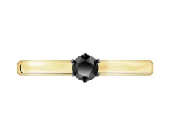 Apart Pierścionek z żółtego złota z czarnym brylantem - 0,25 ct - próba 585
