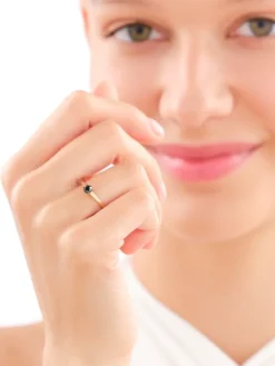 Apart Pierścionek z żółtego złota z czarnym brylantem - 0,25 ct - próba 585