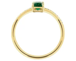 Discount Apart Pierścionek z żółtego złota z diamentami i szmaragdem syntetycznym - próba 585