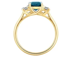 Apart Pierścionek z żółtego złota z diamentami i topazem London Blue - próba 585< Wszystkie