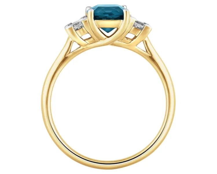 Apart Pierścionek z żółtego złota z diamentami i topazem London Blue - próba 585< Wszystkie