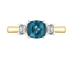 Apart Pierścionek z żółtego złota z diamentami i topazem London Blue - próba 585< Wszystkie