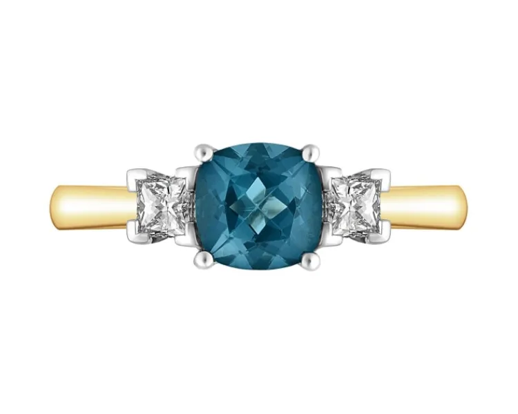 Apart Pierścionek z żółtego złota z diamentami i topazem London Blue - próba 585< Wszystkie