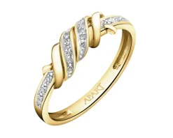 Outlet Apart Pierścionek z żółtego złota z diamentami - 0,05 ct - próba 375