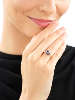 Apart Pierścionek z  żółtego złota z diamentami i perłą - próba 585< Wszystkie