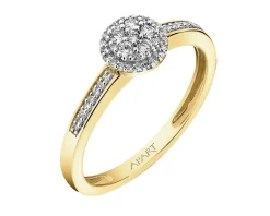 Discount Apart Pierścionek z żółtego złota z diamentami - 0,16 ct - próba 585