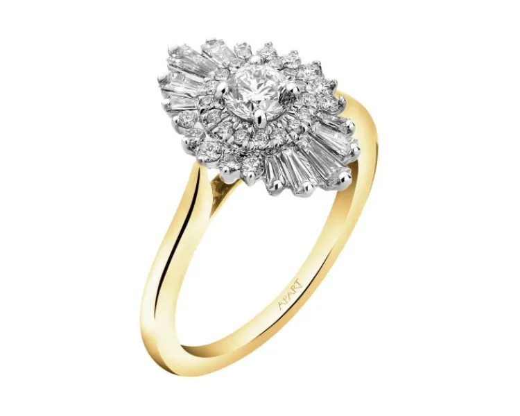 Apart Pierścionek z żółtego złota z diamentami - 0,70 ct - próba 585< Pierścionki