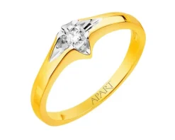 Apart Pierścionek z żółtego złota z brylantem - 0,12 ct - próba 585