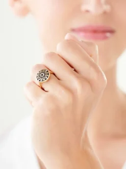 Apart Pierścionek z żółtego złota z diamentami - rozeta - próba 585< Pierścionki