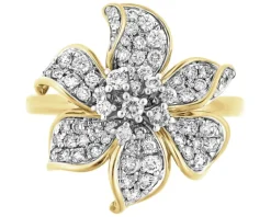 Apart Pierścionek z żółtego złota z brylantami - kwiat - 0,65 ct - próba 585< Wszystkie
