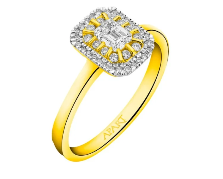 Sale Apart Pierścionek z żółtego złota z diamentami - 0,40 ct - próba 585