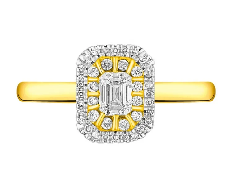 Sale Apart Pierścionek z żółtego złota z diamentami - 0,40 ct - próba 585
