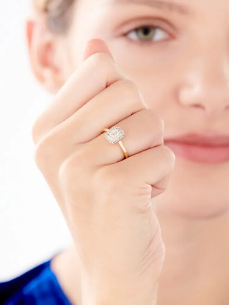 Sale Apart Pierścionek z żółtego złota z diamentami - 0,40 ct - próba 585