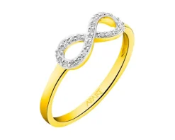 Apart Pierścionek z żółtego złota z diamentami - nieskończoność - 0,09 ct - próba 585< Pierścionki