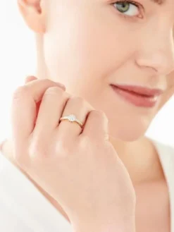 Apart Pierścionek z żółtego złota z diamentami - 0,18 ct - próba 585< Pierścionki