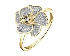 Apart Pierścionek z żółtego złota z diamentami - kwiat - 0,27 ct - próba 585< Pierścionki
